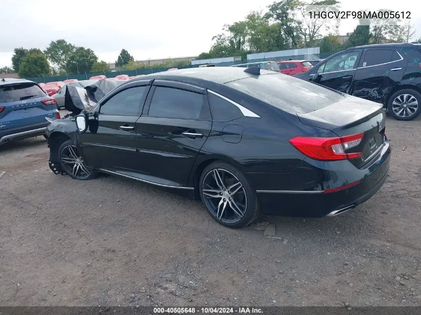 2021 Honda Accord Touring VIN: 1HGCV2F98MA005612 Lot: 40505648