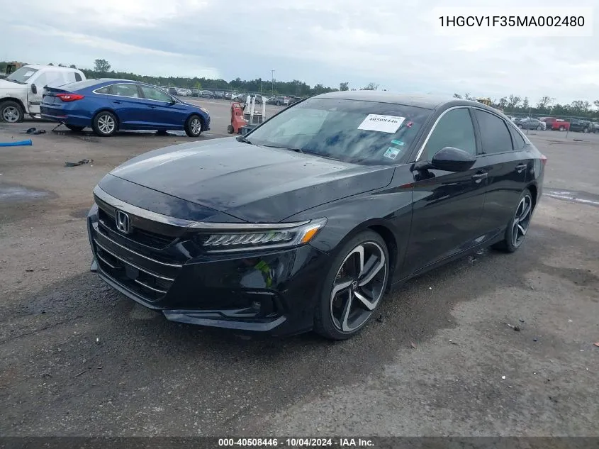 2021 Honda Accord Sport VIN: 1HGCV1F35MA002480 Lot: 40508446