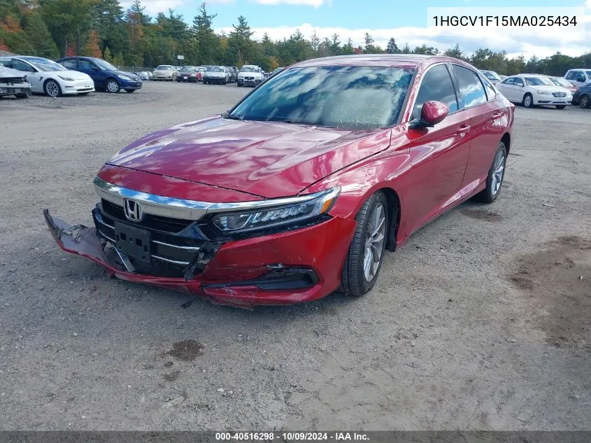 2021 Honda Accord Lx VIN: 1HGCV1F15MA025434 Lot: 40516298