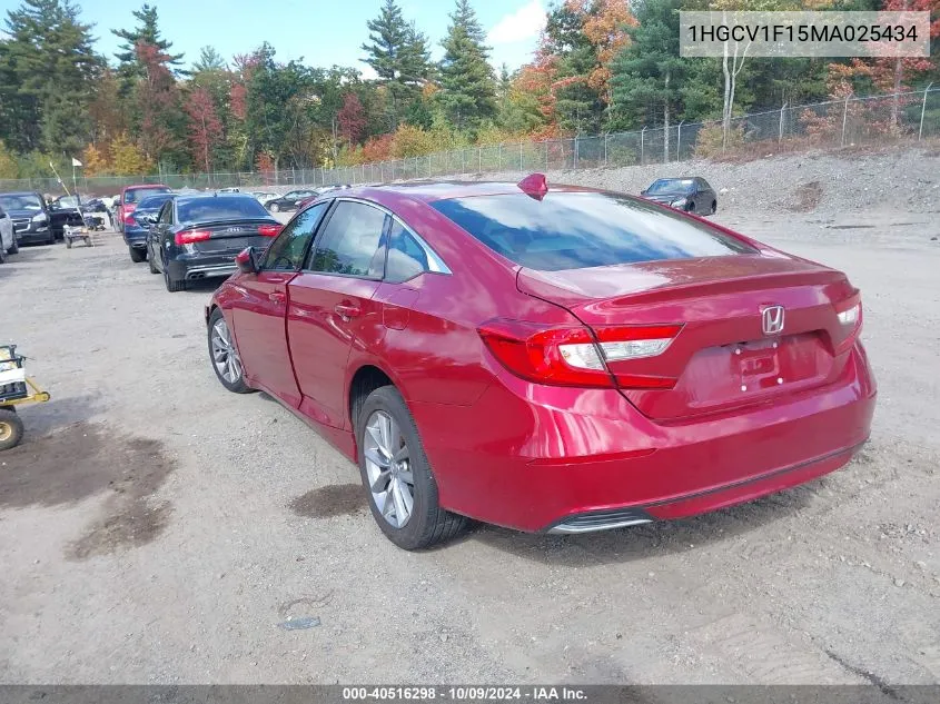 2021 Honda Accord Lx VIN: 1HGCV1F15MA025434 Lot: 40516298