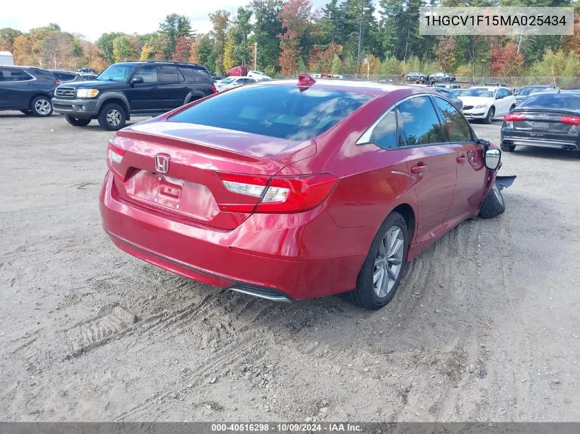 2021 Honda Accord Lx VIN: 1HGCV1F15MA025434 Lot: 40516298