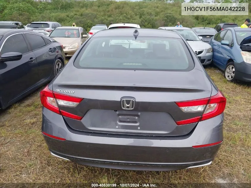 2021 Honda Accord Exl VIN: 1HGCV1F56MA042228 Lot: 40530199