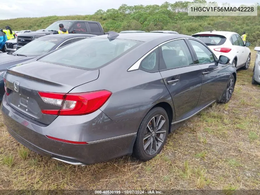 2021 Honda Accord Exl VIN: 1HGCV1F56MA042228 Lot: 40530199