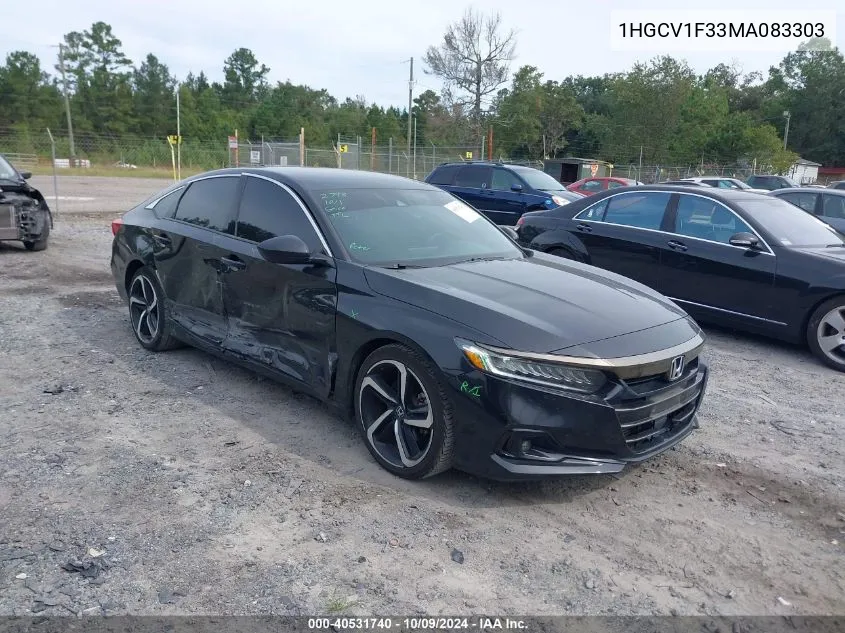 2021 Honda Accord Sport VIN: 1HGCV1F33MA083303 Lot: 40531740