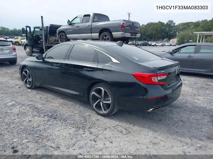 2021 Honda Accord Sport VIN: 1HGCV1F33MA083303 Lot: 40531740