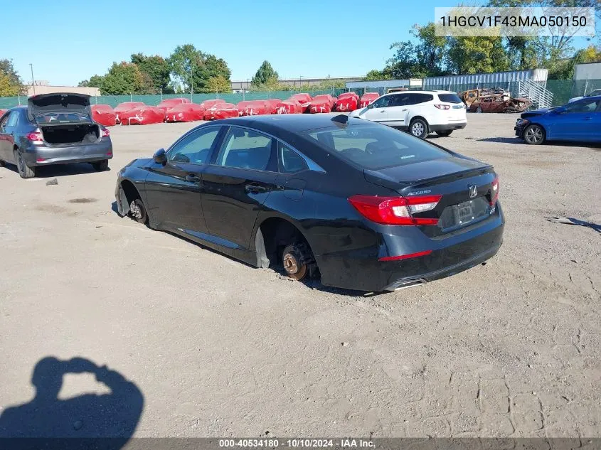 2021 Honda Accord Sport Special Edition VIN: 1HGCV1F43MA050150 Lot: 40534180