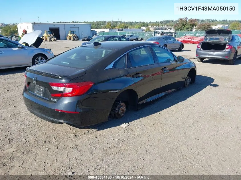 2021 Honda Accord Sport Special Edition VIN: 1HGCV1F43MA050150 Lot: 40534180