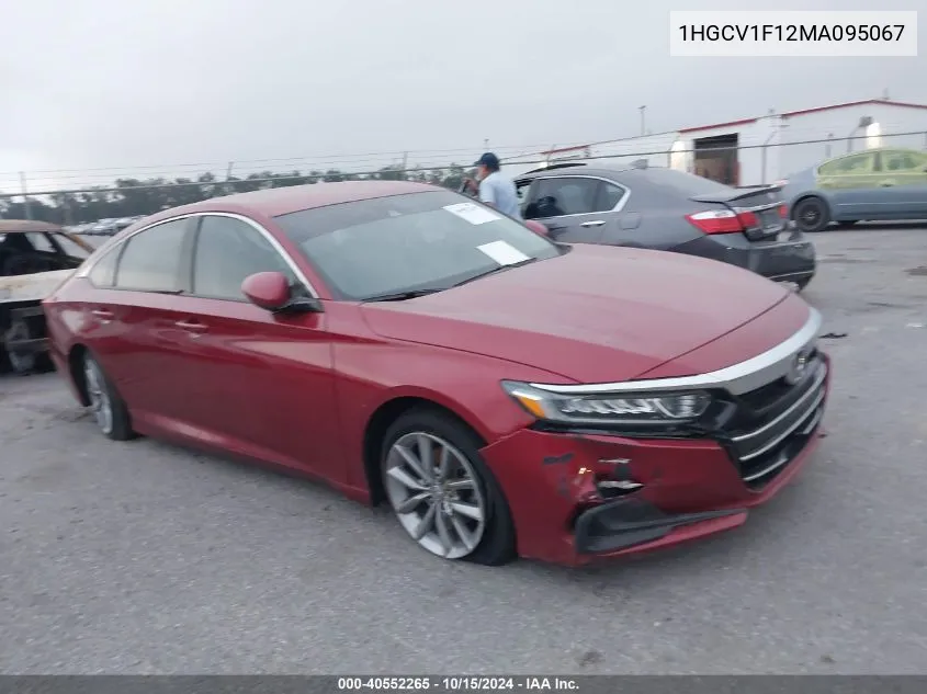 2021 Honda Accord Lx VIN: 1HGCV1F12MA095067 Lot: 40552265