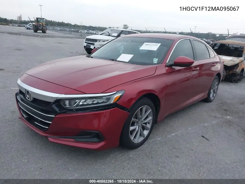 2021 Honda Accord Lx VIN: 1HGCV1F12MA095067 Lot: 40552265