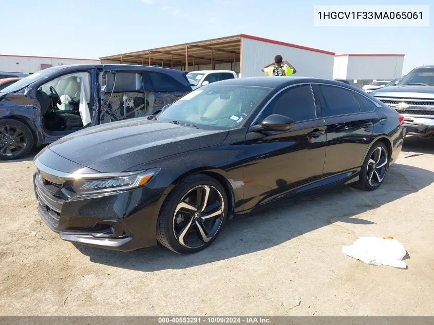 2021 Honda Accord Sport VIN: 1HGCV1F33MA065061 Lot: 40553291