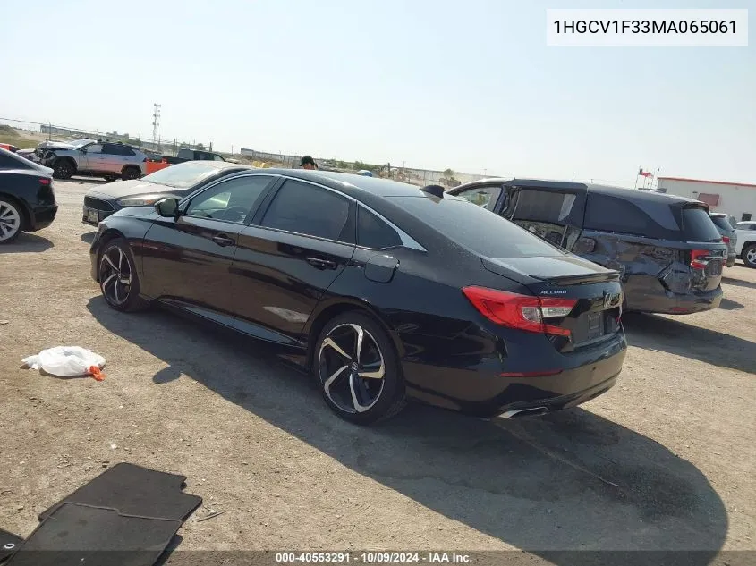 2021 Honda Accord Sport VIN: 1HGCV1F33MA065061 Lot: 40553291