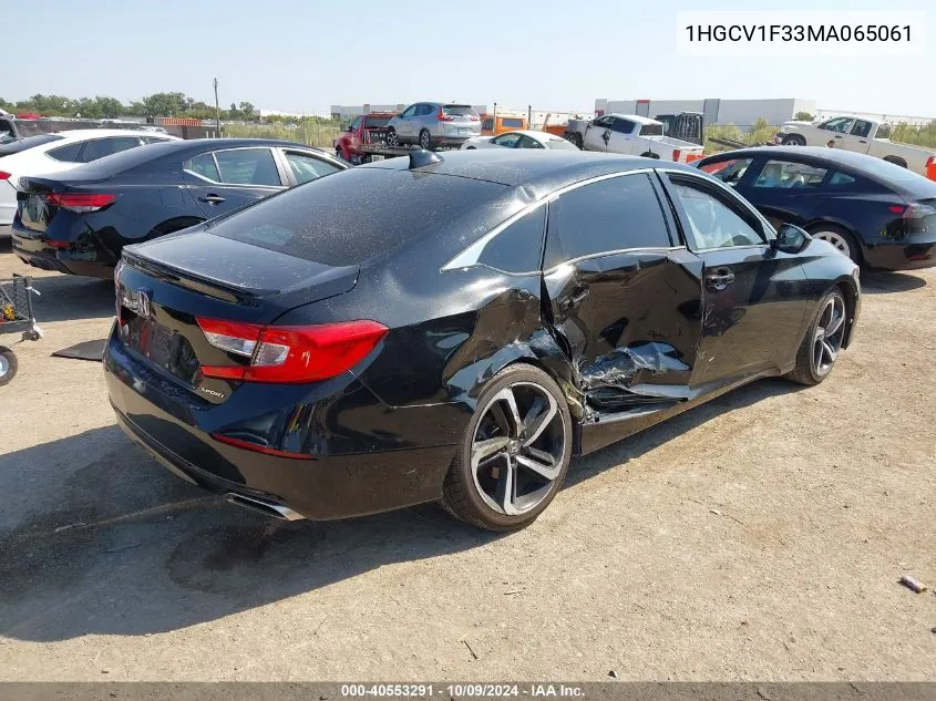 2021 Honda Accord Sport VIN: 1HGCV1F33MA065061 Lot: 40553291