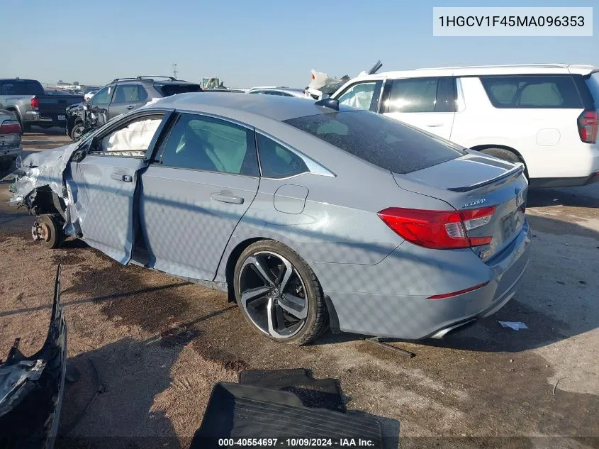 1HGCV1F45MA096353 2021 Honda Accord Sport Se