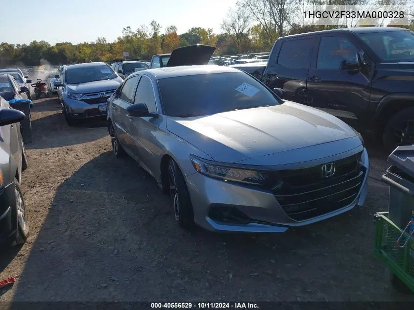 2021 Honda Accord Sport 2.0T VIN: 1HGCV2F33MA000328 Lot: 40556529