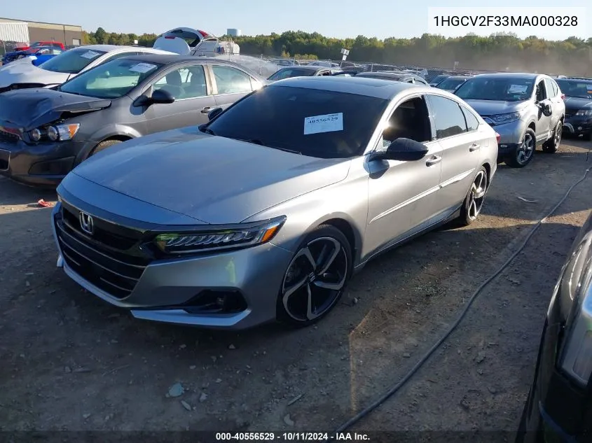 2021 Honda Accord Sport 2.0T VIN: 1HGCV2F33MA000328 Lot: 40556529