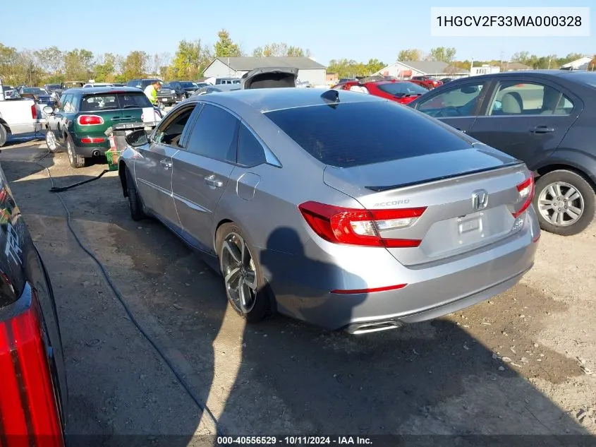 2021 Honda Accord Sport 2.0T VIN: 1HGCV2F33MA000328 Lot: 40556529