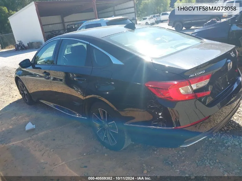 2021 Honda Accord Ex-L VIN: 1HGCV1F58MA073058 Lot: 40559382