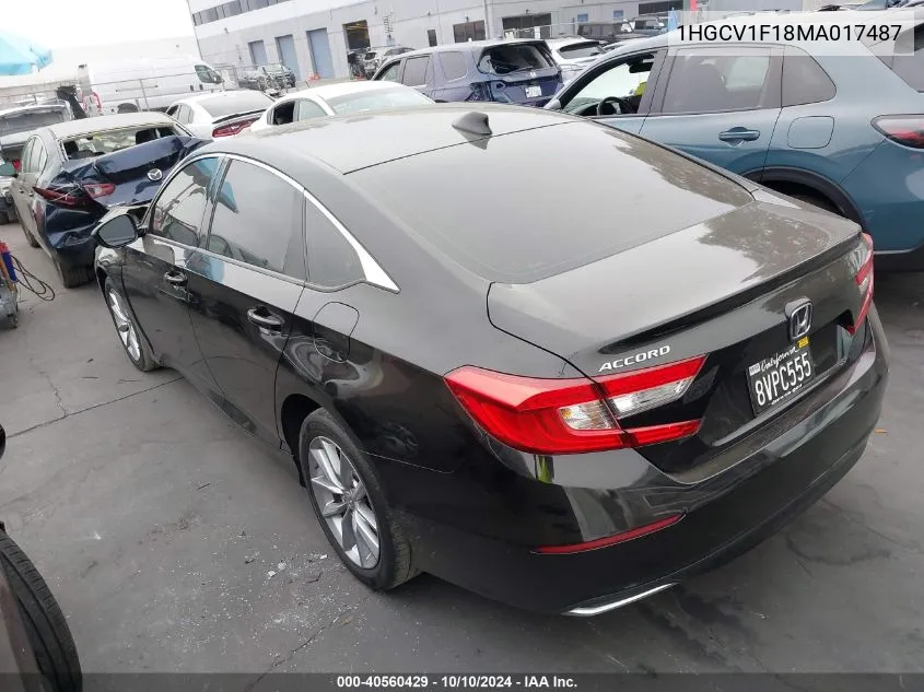 1HGCV1F18MA017487 2021 Honda Accord Lx