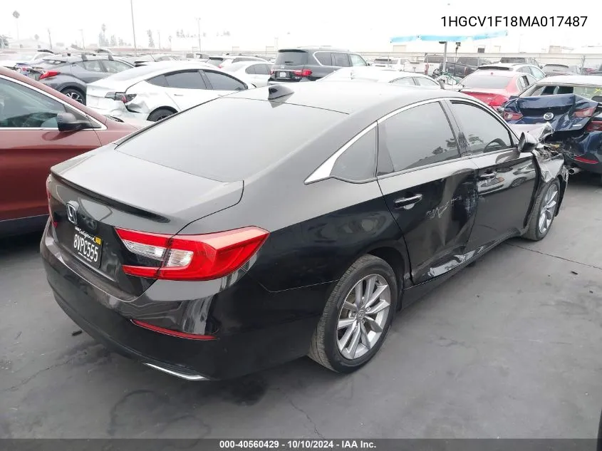 1HGCV1F18MA017487 2021 Honda Accord Lx