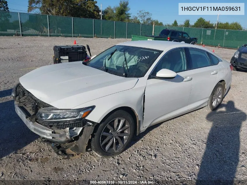 2021 Honda Accord Lx VIN: 1HGCV1F11MA059631 Lot: 40563316