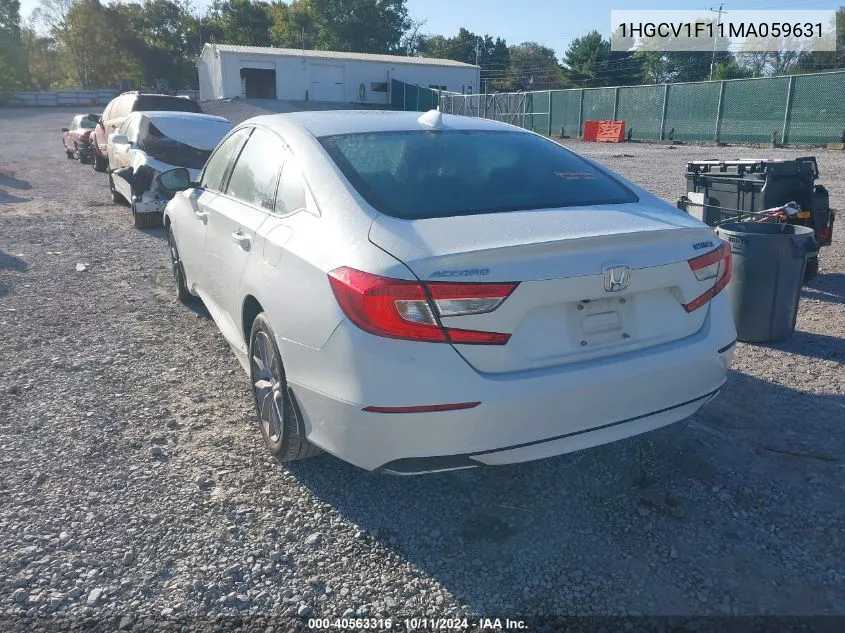 2021 Honda Accord Lx VIN: 1HGCV1F11MA059631 Lot: 40563316