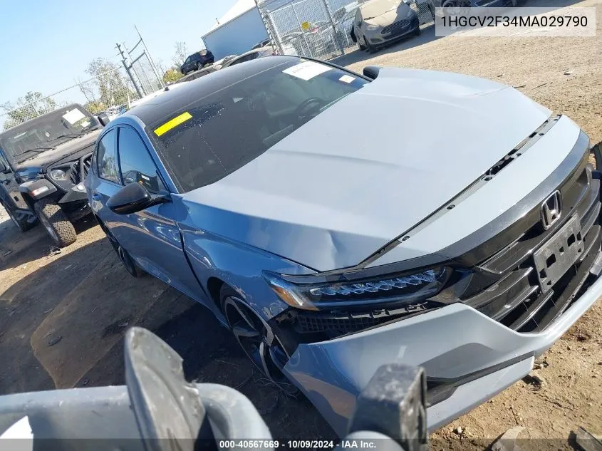 2021 Honda Accord Sport 2.0T VIN: 1HGCV2F34MA029790 Lot: 40567669