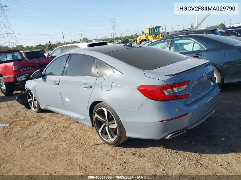 2021 Honda Accord Sport 2.0T VIN: 1HGCV2F34MA029790 Lot: 40567669