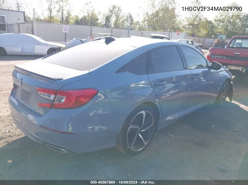 2021 Honda Accord Sport 2.0T VIN: 1HGCV2F34MA029790 Lot: 40567669