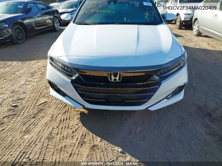 2021 Honda Accord Sport 2.0T VIN: 1HGCV2F34MA020409 Lot: 40585479