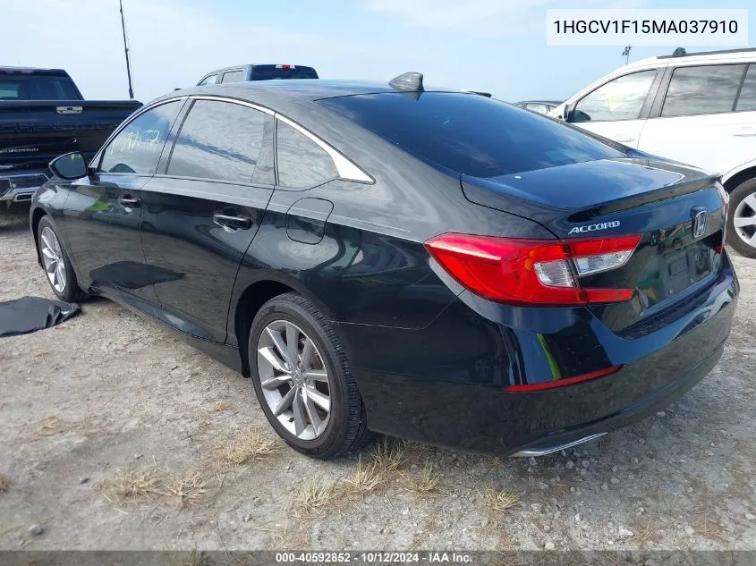 2021 Honda Accord Lx VIN: 1HGCV1F15MA037910 Lot: 40592852