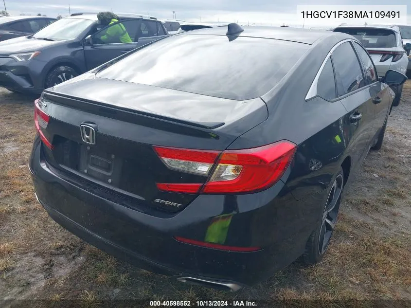 1HGCV1F38MA109491 2021 Honda Accord Sport