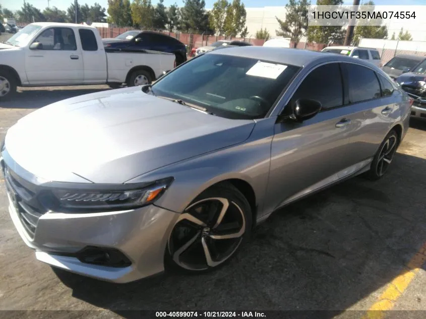 2021 Honda Accord Sport VIN: 1HGCV1F35MA074554 Lot: 40599074