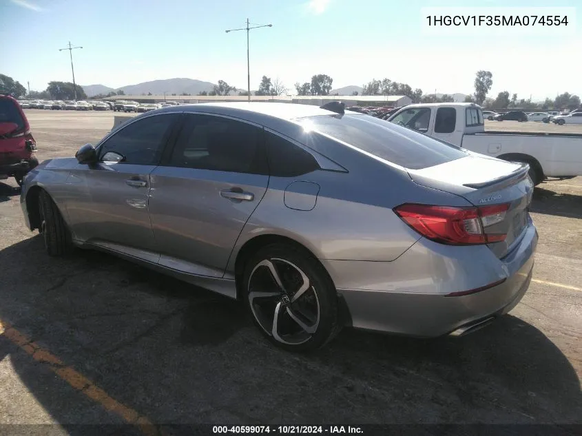 2021 Honda Accord Sport VIN: 1HGCV1F35MA074554 Lot: 40599074