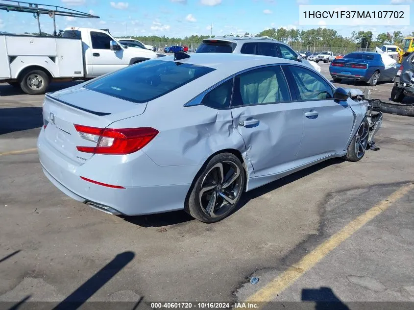 2021 Honda Accord Sport VIN: 1HGCV1F37MA107702 Lot: 40601720