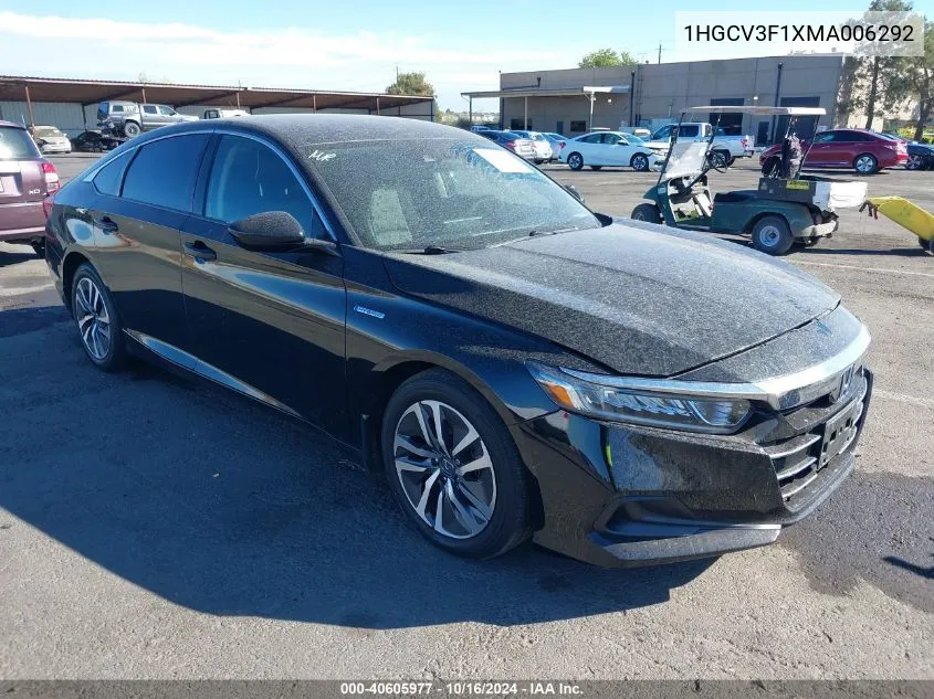 2021 Honda Accord Hybrid VIN: 1HGCV3F1XMA006292 Lot: 40605977