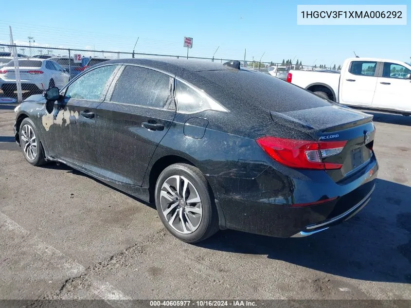 2021 Honda Accord Hybrid VIN: 1HGCV3F1XMA006292 Lot: 40605977