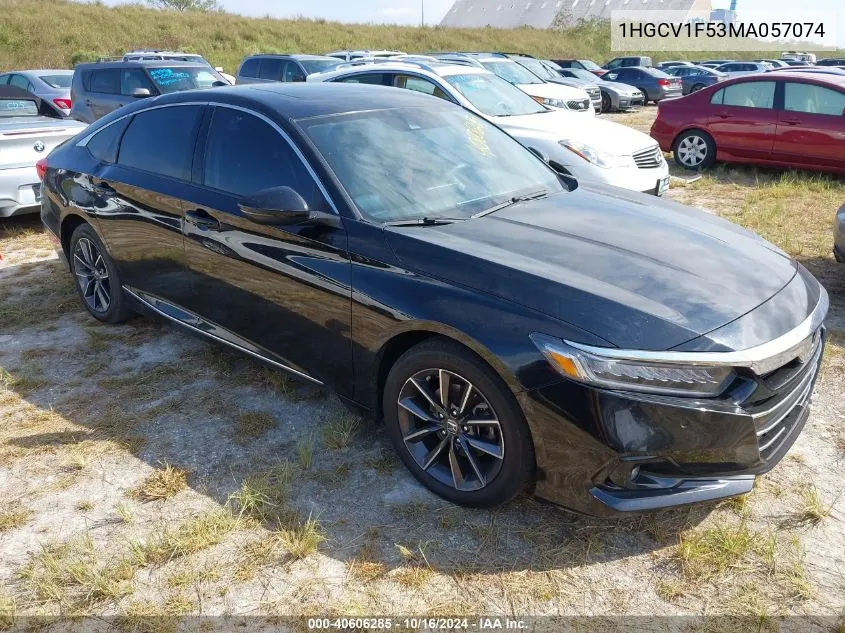 2021 Honda Accord Ex-L VIN: 1HGCV1F53MA057074 Lot: 40606285