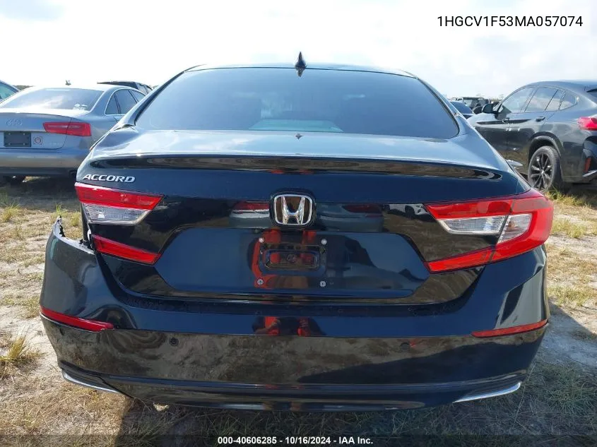 2021 Honda Accord Ex-L VIN: 1HGCV1F53MA057074 Lot: 40606285