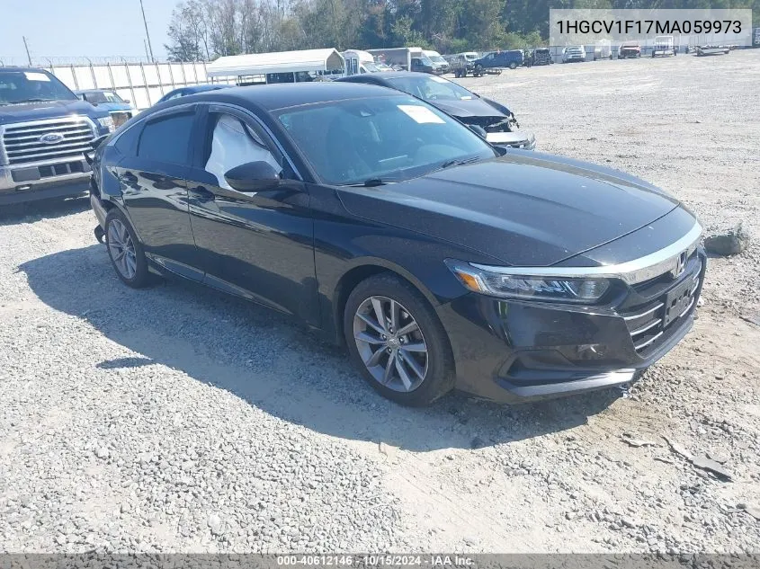 2021 Honda Accord Lx VIN: 1HGCV1F17MA059973 Lot: 40612146