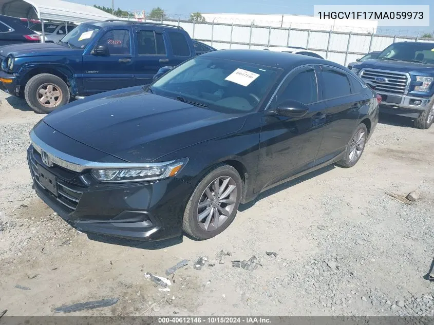 2021 Honda Accord Lx VIN: 1HGCV1F17MA059973 Lot: 40612146