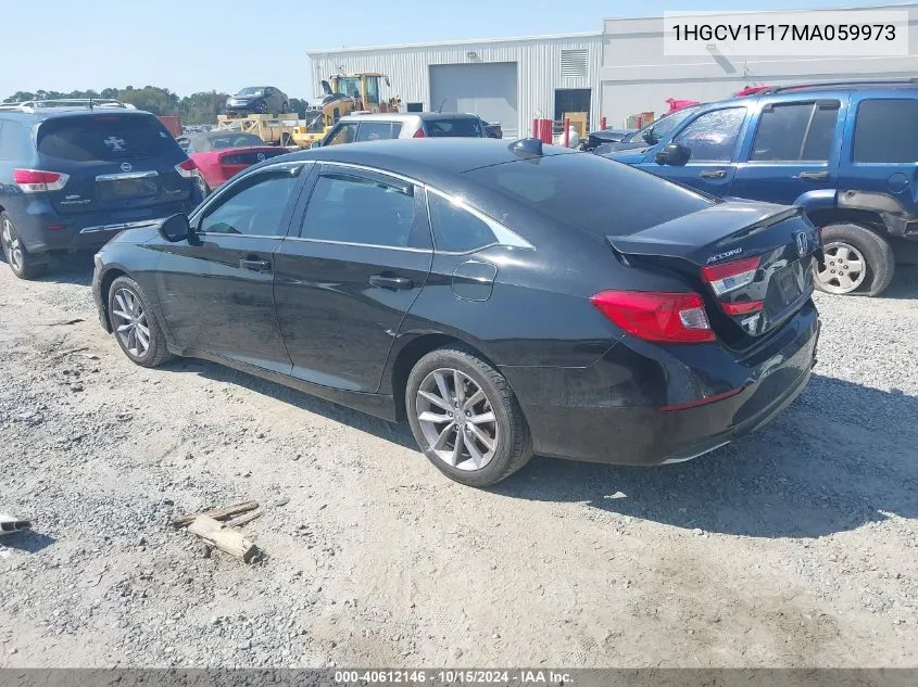 2021 Honda Accord Lx VIN: 1HGCV1F17MA059973 Lot: 40612146