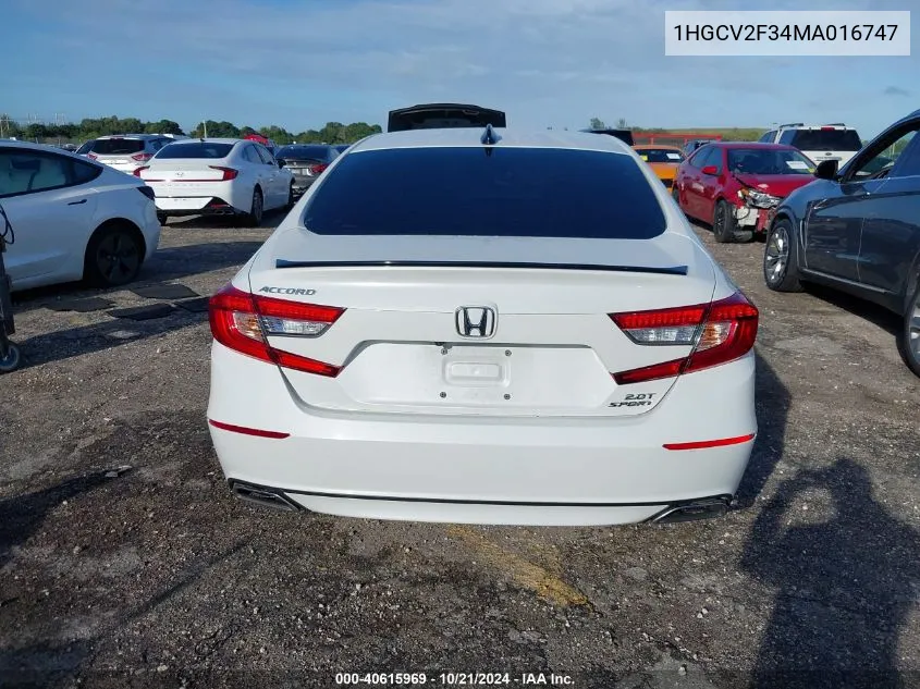 1HGCV2F34MA016747 2021 Honda Accord Sport