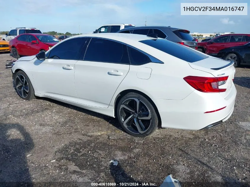 1HGCV2F34MA016747 2021 Honda Accord Sport