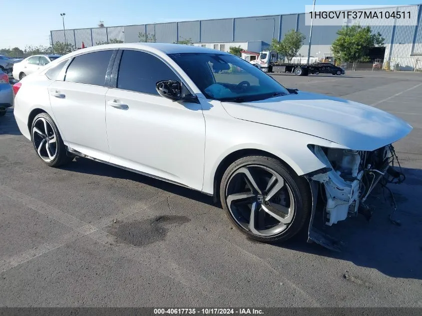 1HGCV1F37MA104511 2021 Honda Accord Sport