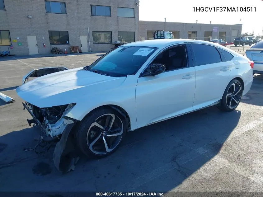 1HGCV1F37MA104511 2021 Honda Accord Sport