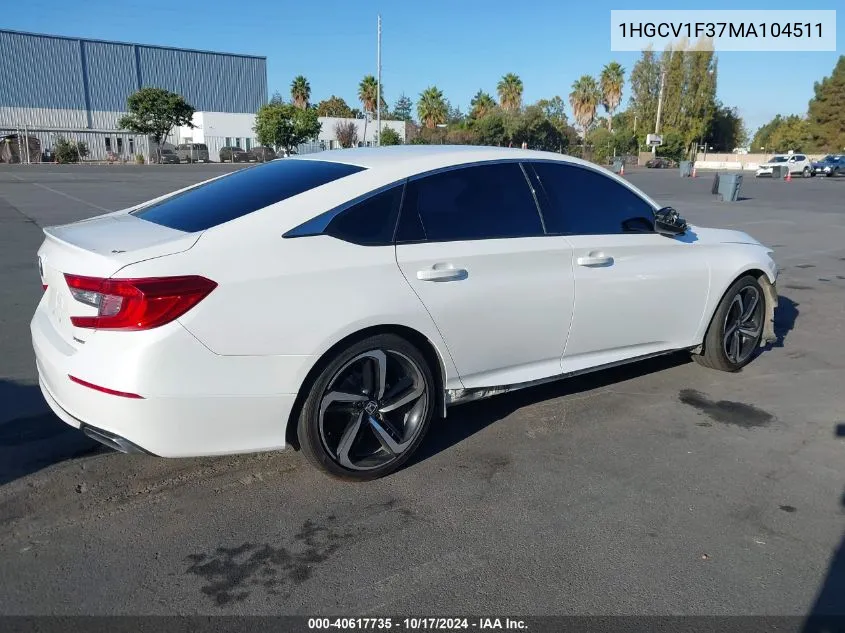 1HGCV1F37MA104511 2021 Honda Accord Sport