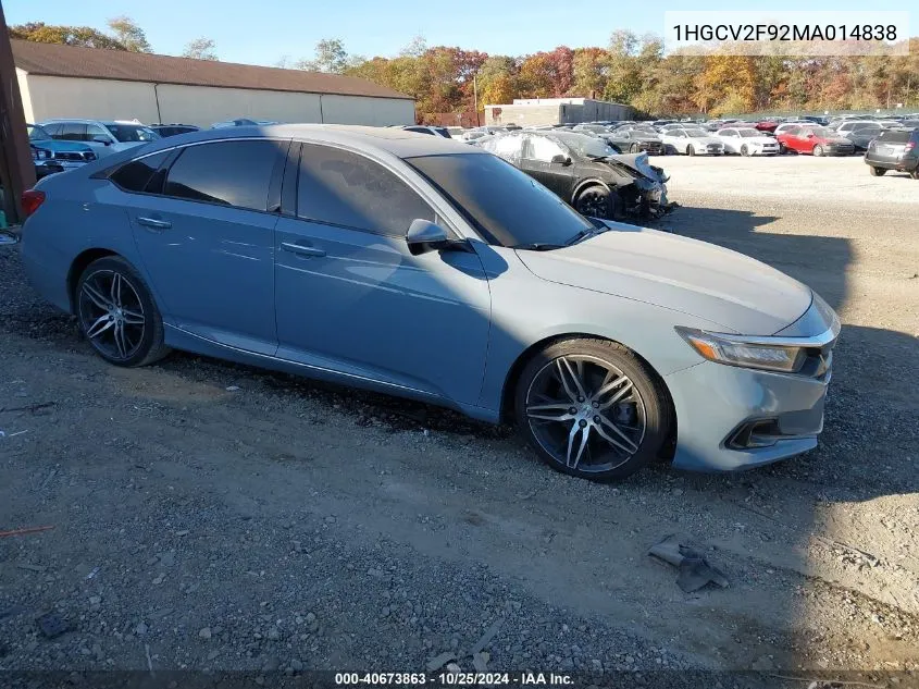 2021 Honda Accord Touring VIN: 1HGCV2F92MA014838 Lot: 40673863