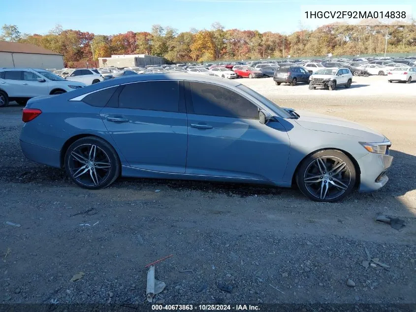 2021 Honda Accord Touring VIN: 1HGCV2F92MA014838 Lot: 40673863