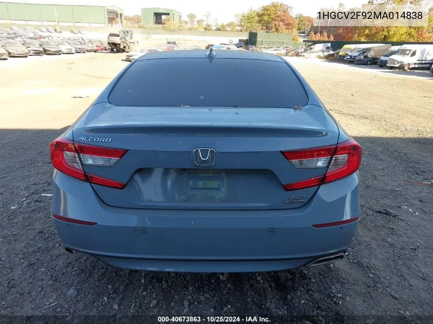 2021 Honda Accord Touring VIN: 1HGCV2F92MA014838 Lot: 40673863