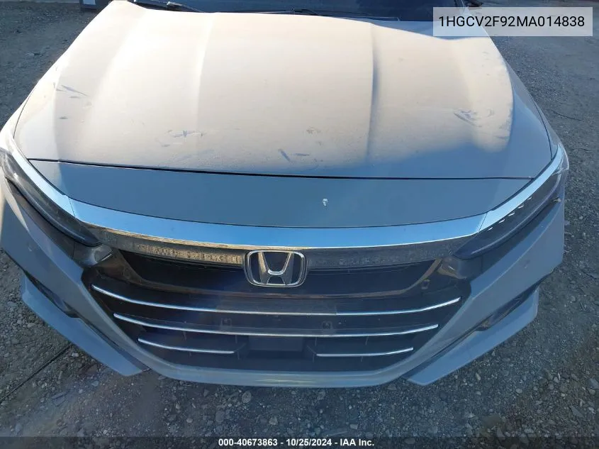 2021 Honda Accord Touring VIN: 1HGCV2F92MA014838 Lot: 40673863